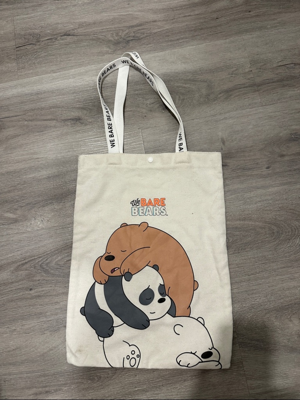 We Bare Bears Canvas Tote Bag - Cream with Brown & Black Bears